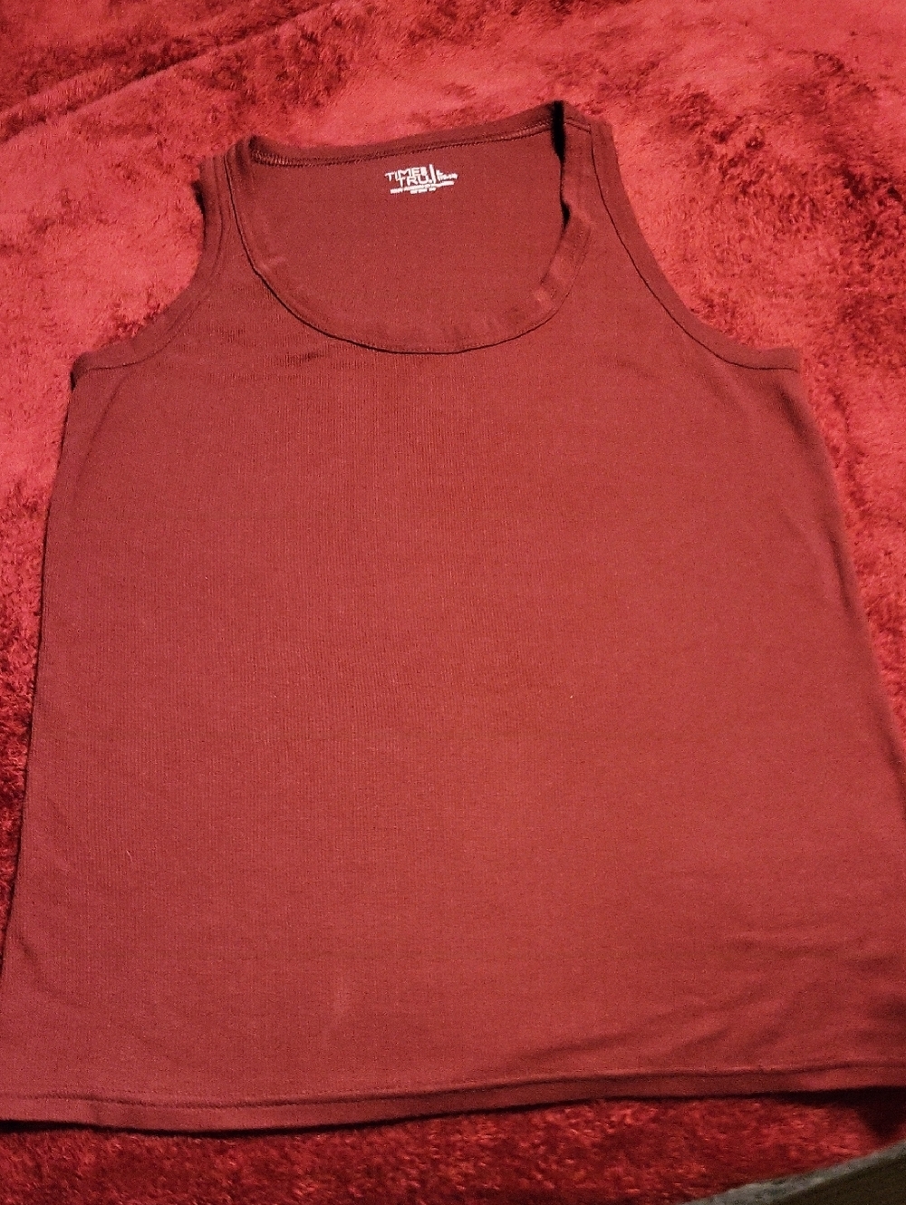 Maroon Ribbed Scoop Neck Tank Top